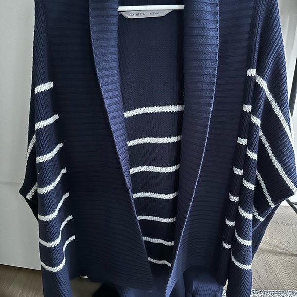 Athleta Sweater Womens XXS Navy Stripe Peaceful Wrap Chunky Oversized Cardigan - Picture 10 of 12